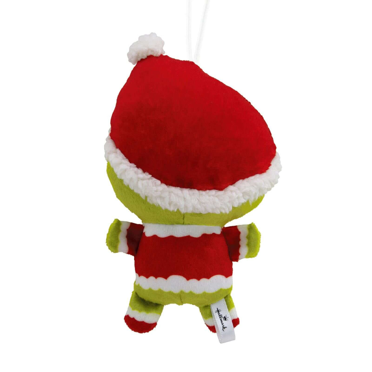 Dr. Seuss's How the Grinch Stole Christmas!, plush fabric ornament with red and white hat, back view, Hallmark.