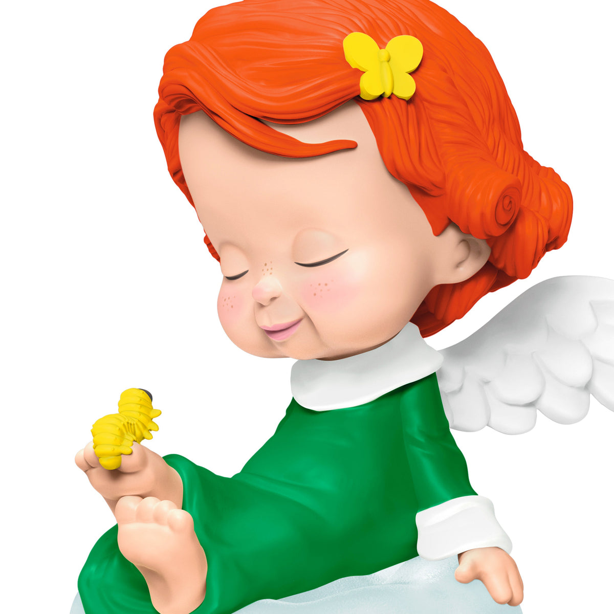 Hydrangea, 38th in the Mary's Angels Series — 2025 Hallmark Keepsake Christmas Ornament, featuring a smiling angel with curly red hair and a butterfly clip, seated on a cloud.