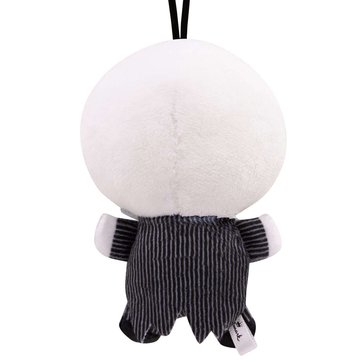 Disney Tim Burton's The Nightmare Before Christmas Jack Skellington, plush fabric ornament, back view, featuring striped suit design.