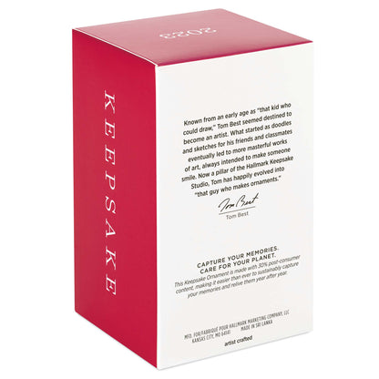 Season's Gardenings — Hallmark Keepsake Christmas Ornament box packaging with artist details and environmental care message in red and white.
