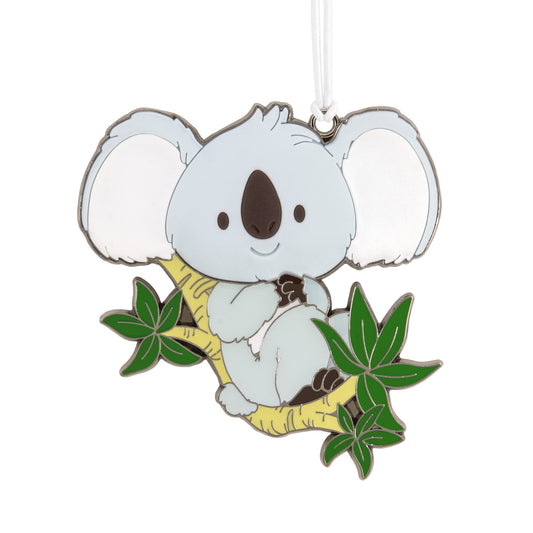 Hallmark Christmas Ornament - Koala Bear With Dimension Metal, adorable metal ornament featuring a smiling koala on a branch, vibrant details.
