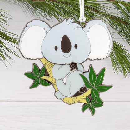 Hallmark Christmas Ornament - Koala Bear With Dimension Metal, cute koala design perched on a branch with leaves, Christmas tree decoration.