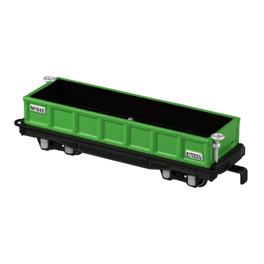 LIONEL® 812 Gondola Car — 2025 Hallmark Keepsake Christmas Ornament in vibrant green die-cast metal with open top and detailed design.