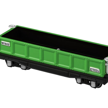 LIONEL® 812 Gondola Car — 2025 Hallmark Keepsake Christmas Ornament in vibrant green die-cast metal with detailed wheels.