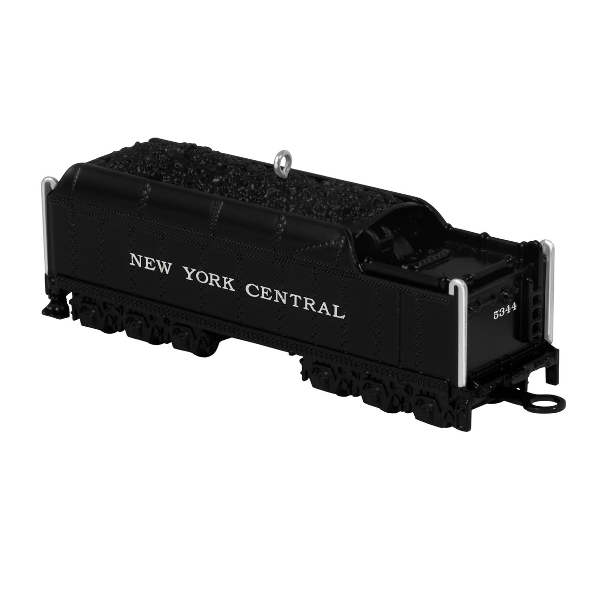 LIONEL® New York Central Vanderbilt Tender — 2025 Hallmark Keepsake Christmas Ornament in detailed black die-cast metal, side view.