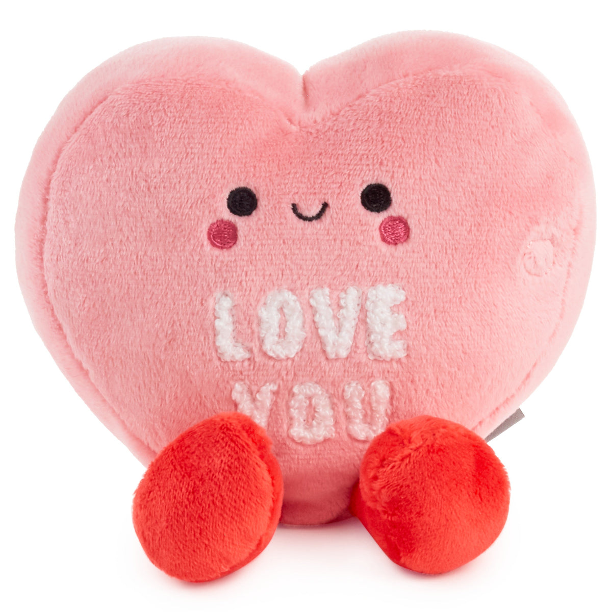 Love Hearts, Magnetic Plush - Better Together in pink and red, featuring embroidered 'Love You' text and cute facial details.