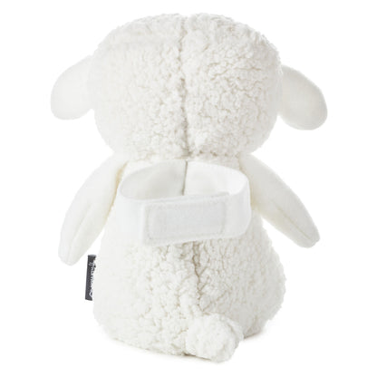 Lullaby Lamb Musical Stuffed Animal, 8.25" plush toy showing back view with hook-and-loop strap for attachment.
