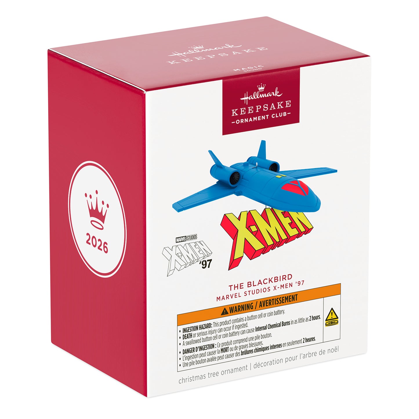 Marvel Studios X-Men ’97 The Blackbird With Sound — 2026 Hallmark Keepsake Christmas Ornament in decorative box with bold logo