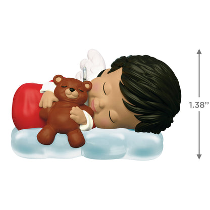 Mary's Angels Poppy — Hallmark Keepsake Christmas Ornament, sleeping angel with teddy bear, detailed wings, resting on a cloud.