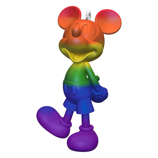 Disney Mickey Mouse, Rainbow Mickey — Hallmark Keepsake Christmas Ornament in vibrant rainbow colours, featuring a playful pose.