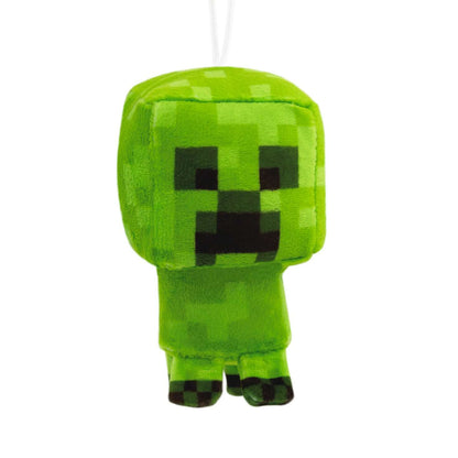 Minecraft Creeper, Plush Fabric - Hallmark Christmas Ornament in bright green with pixelated face detail, hanging