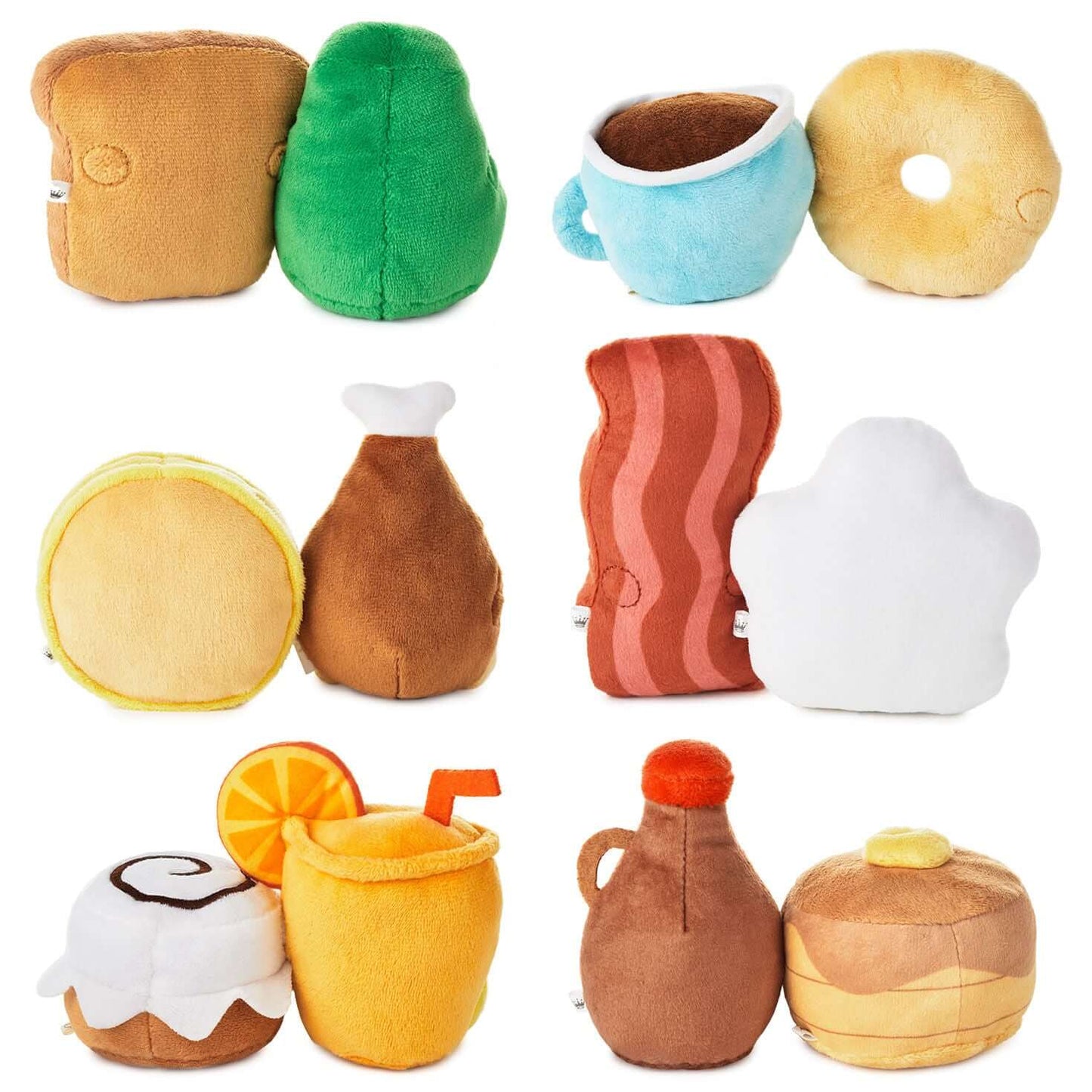 Mini Better Together Mystery Box Magnetic Plush, Series 1, assorted food characters, soft plush texture, flat lay arrangement.