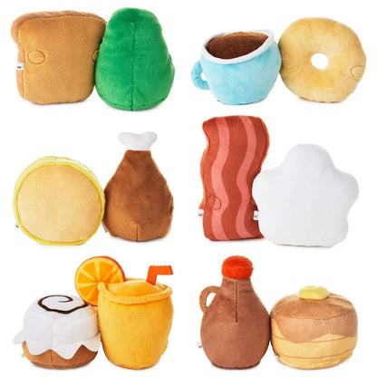 Mini Better Together Mystery Box Magnetic Plush, Series 1, assorted food characters, soft plush texture, flat lay arrangement.