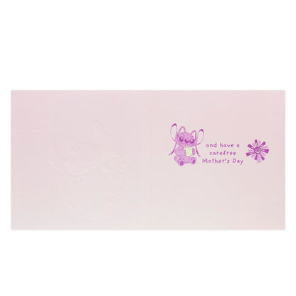 Hallmark Disney Stitch Mother's Day Card - Sit Back & Relax with embossed design and cute illustration of Stitch on the inside.