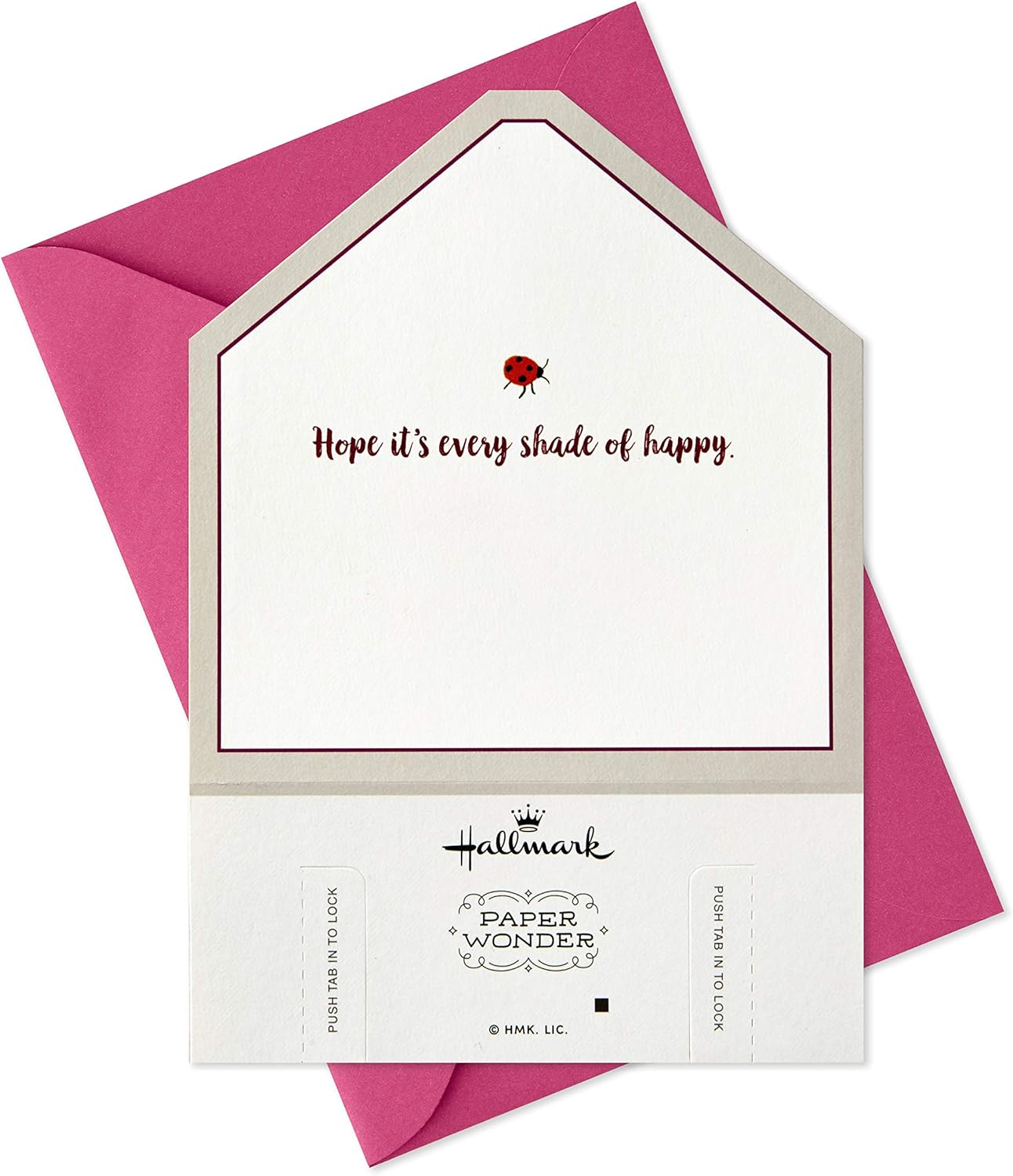 Hallmark Paper Wonder Displayable Pop Up Birthday Card or Mother's Day Card (Succulents), 5 X 7.2 inches, inside view with ladybug and sentiment.
