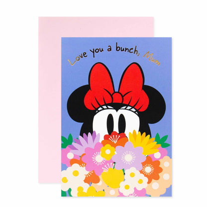 Hallmark Disney Mother's Day Card - Minnie Mouse featuring colourful flowers and a rose gold foil message for Mum.