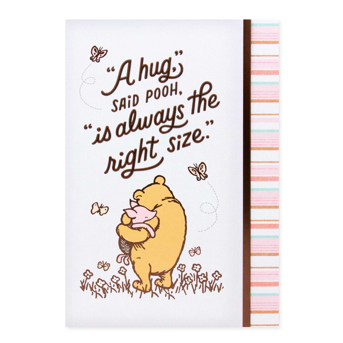 Hallmark Disney Winnie the Pooh Mother's Day Card - Sending Hugs with embossed illustration of Pooh and Piglet in garden.