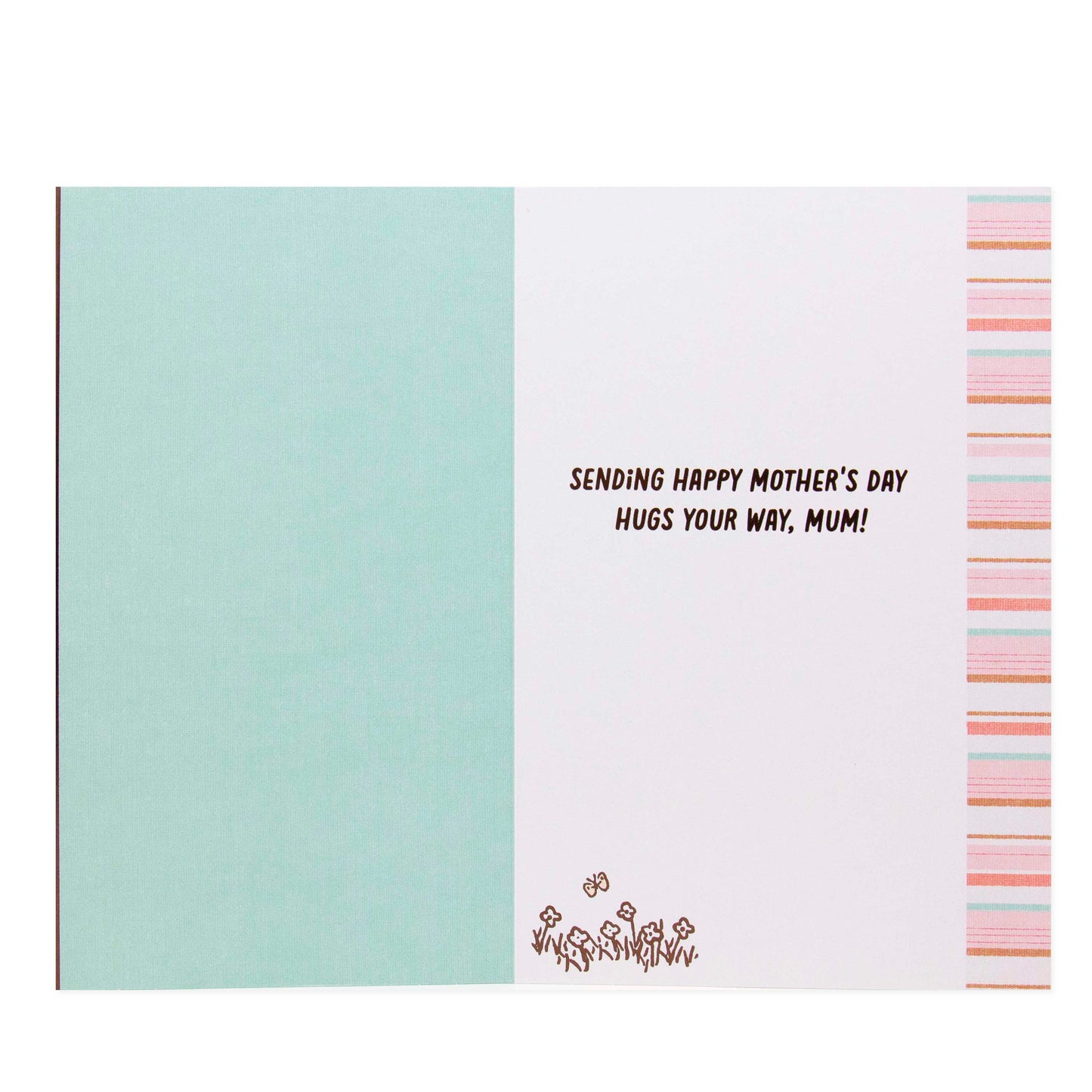 Hallmark Disney Winnie the Pooh Mother's Day Card - Sending Hugs, interior design with pastel colours and message wishing happy Mother's Day.