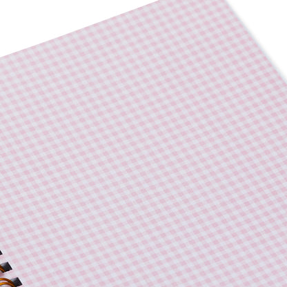 My First Year Baby Book - Pink, close up of pink gingham pattern on fabric cover, perfect for capturing memories.