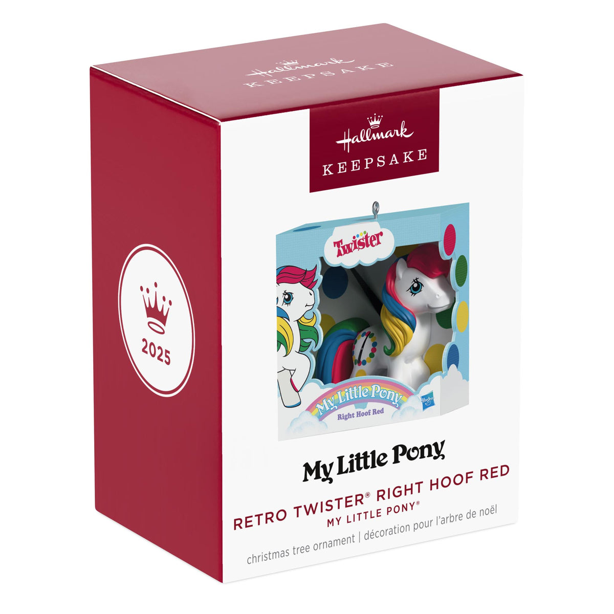 My Little Pony®, Retro Twister® "Right Hoof Red" — 2025 Hallmark Keepsake Christmas Ornament in packaging with vibrant colours.