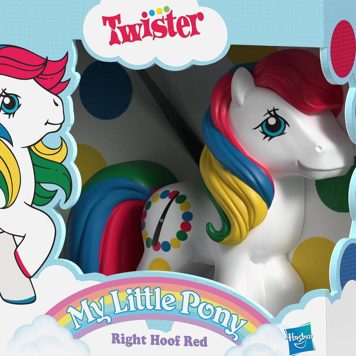 My Little Pony®, Retro Twister® "Right Hoof Red" — 2025 Hallmark Keepsake Christmas Ornament in packaging with colourful mane and tail.