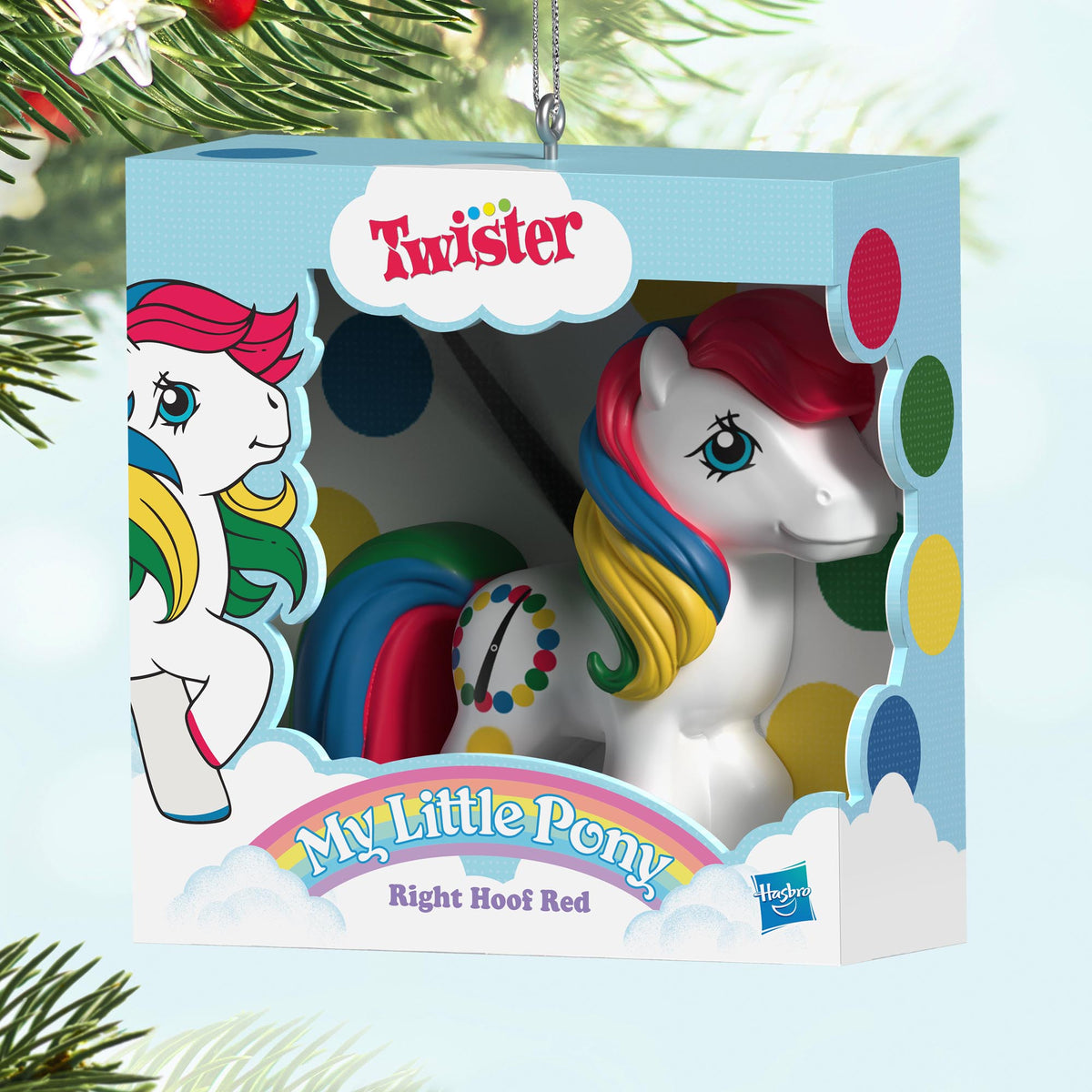 My Little Pony®, Retro Twister® "Right Hoof Red" — 2025 Hallmark Keepsake Christmas Ornament in decorative packaging with vibrant colours.