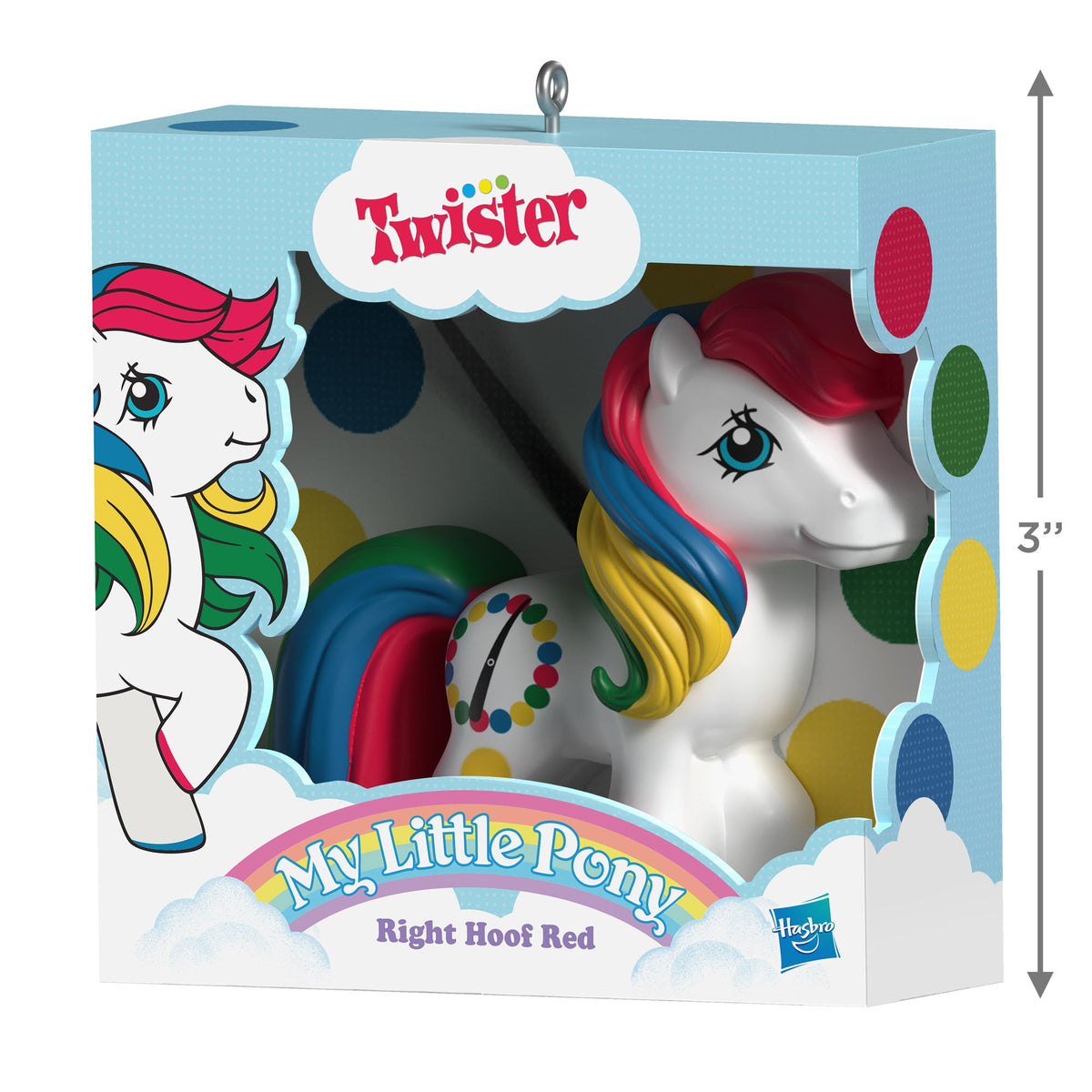 My Little Pony®, Retro Twister® "Right Hoof Red" — 2025 Hallmark Keepsake Christmas Ornament in packaging with colourful design.