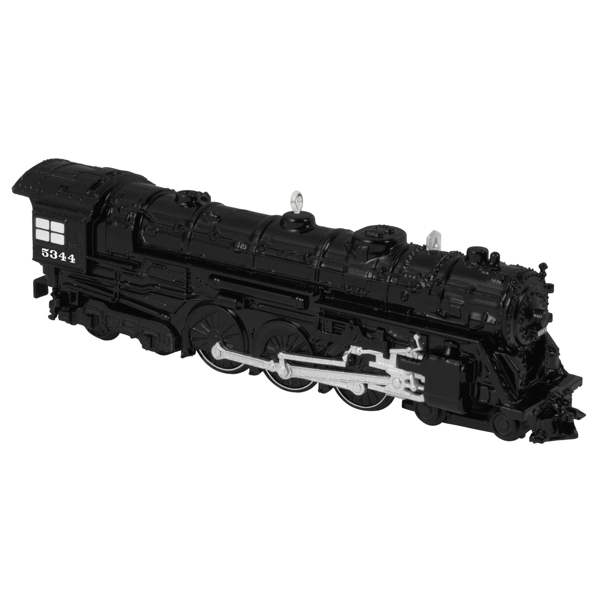 New York Central 700E Hudson Locomotive, 30th in the LIONEL® Trains Series — 2025 Hallmark Keepsake Christmas Ornament, detailed black die-cast model, angled view.
