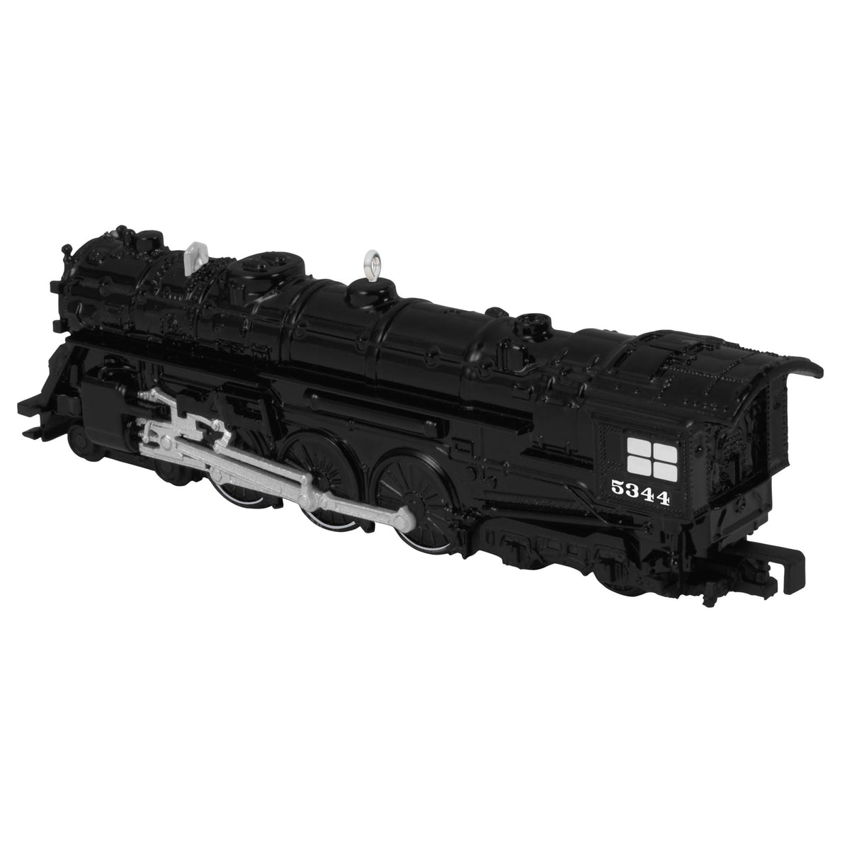 New York Central 700E Hudson Locomotive, 30th in the LIONEL® Trains Series — 2025 Hallmark Keepsake Christmas Ornament, detailed black die-cast model, side view.