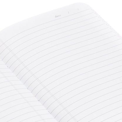 Next Chapter Notebook showing lined pages with date header, featuring a blank layout for notes and lists.