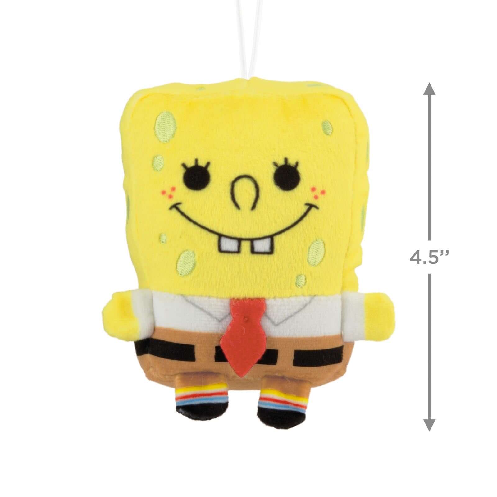 Nickelodeon SpongeBob SquarePants, Fabric - Hallmark Christmas Ornament, plush decoration, 4.5-inch tall, cheerful design.