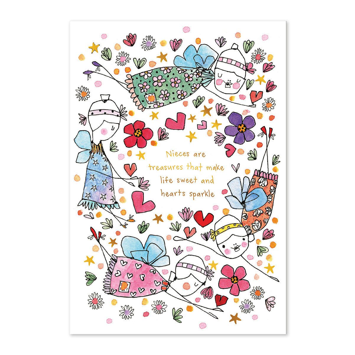 Colorful illustration of a fairy with text on a white background