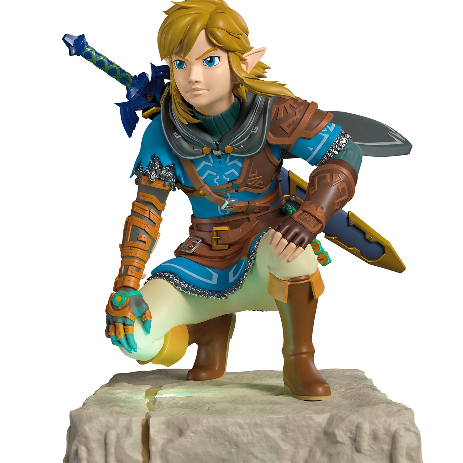 Nintendo The Legend of Zelda™: Tears of the Kingdom Link musical with light — 2026 Hallmark Keepsake Christmas ornament, crouching pose, illuminated base.