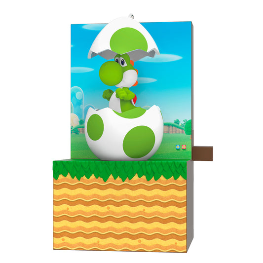 Nintendo Super Mario It's Yoshi! With Sound and Motion — 2026 Hallmark Keepsake Christmas Ornament, Yoshi emerging from egg with vibrant background.
