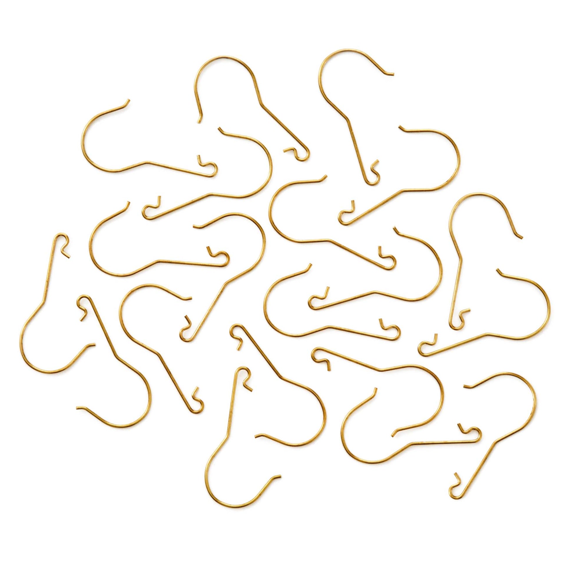Ornament hooks (brass), set of 20 – Hallmark Keepsake Christmas ornament accessory, displayed in a flat lay arrangement.