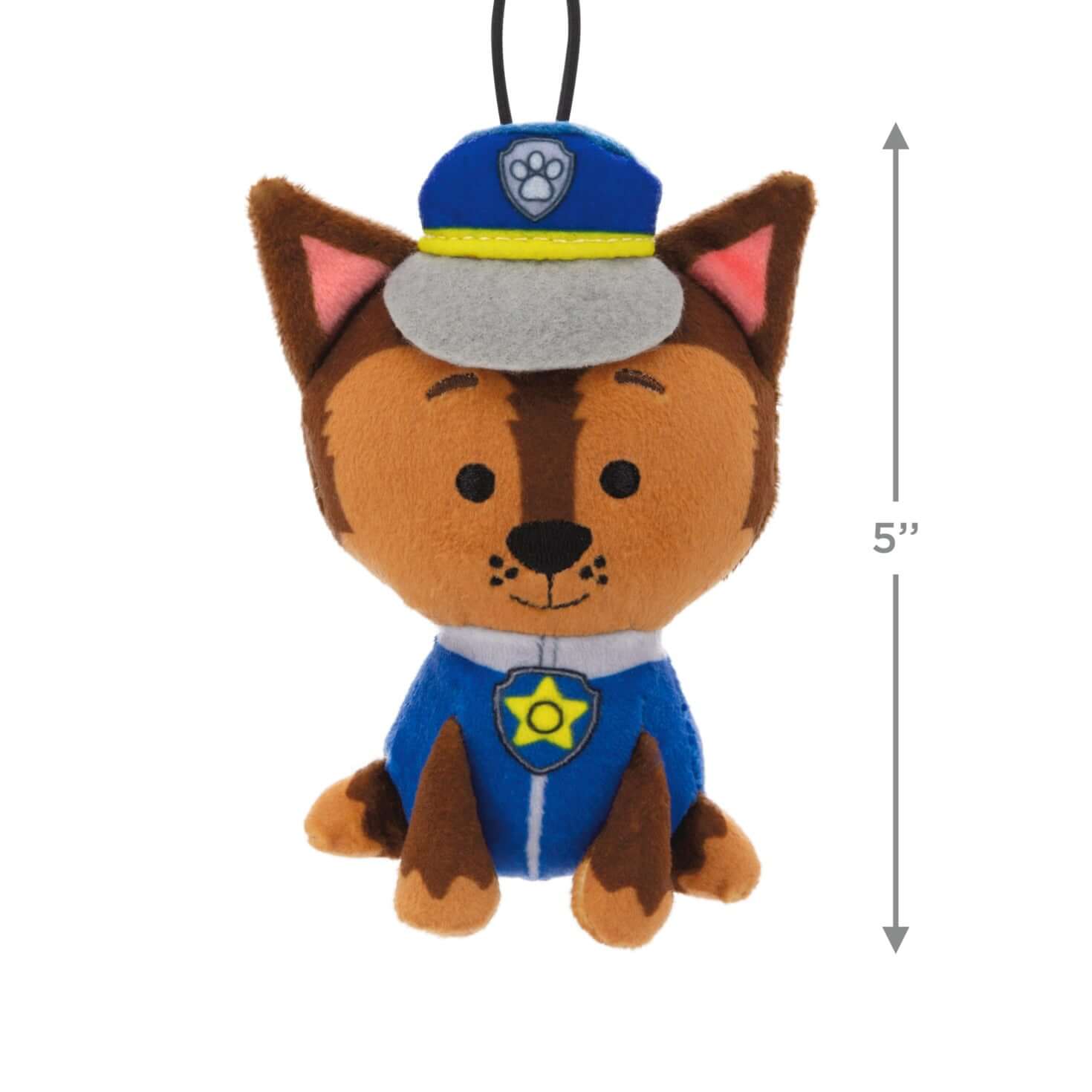 Paw Patrol Chase, Plush Fabric - Hallmark Christmas Ornament, plush police dog design, 5-inch, front view with detailed stitching