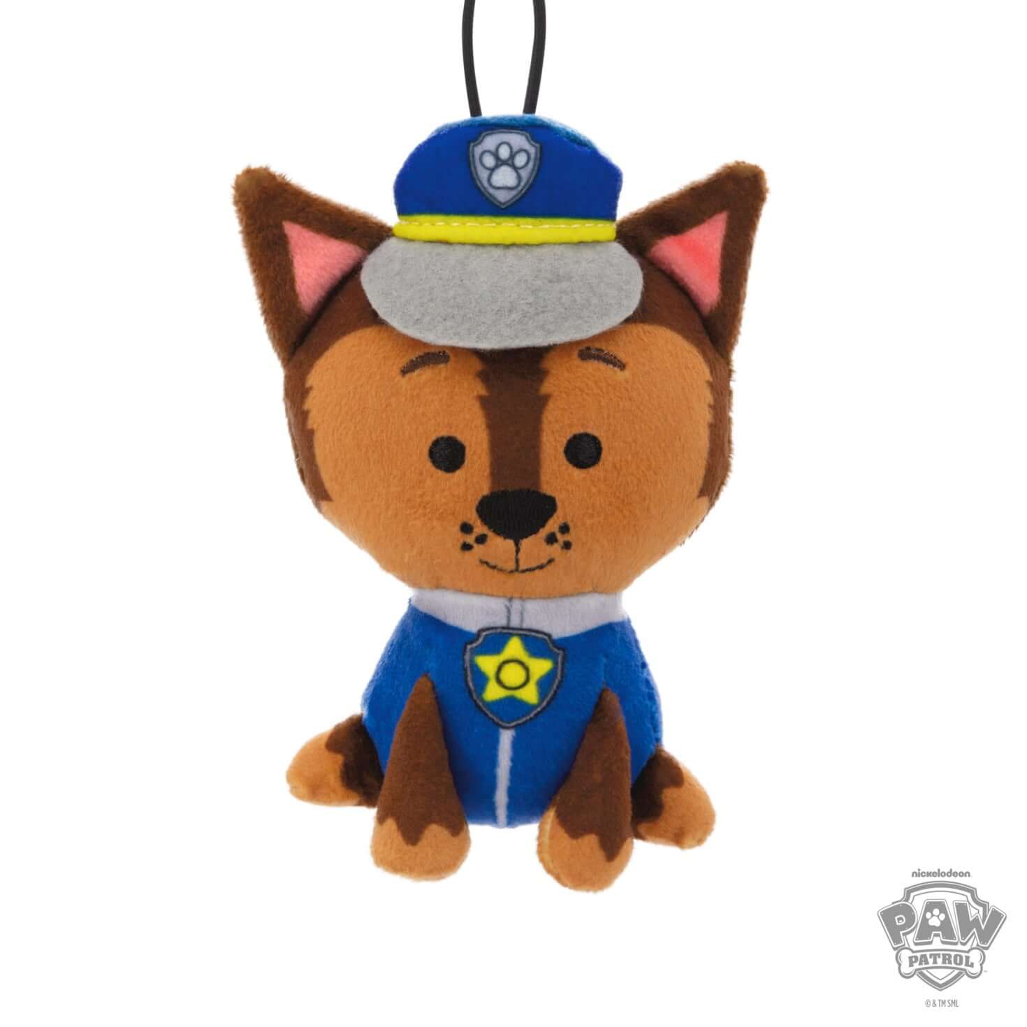 Paw Patrol Chase, plush fabric - Hallmark Christmas ornament featuring an adorable German Shepherd in police uniform with detailed stitching.