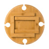 Abstract foldable picnic table made from bamboo, featuring a circular design with nested sections and four cup holders.
