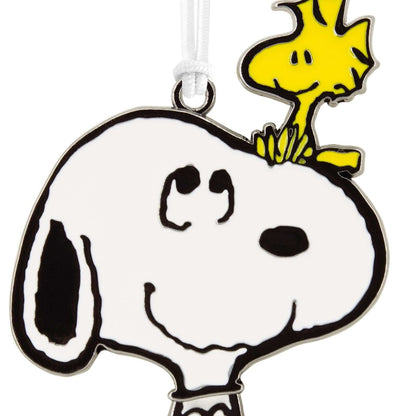 Peanuts® Snoopy and Woodstock - Hallmark Christmas Ornament, colourful metal design, close-up of playful characters.