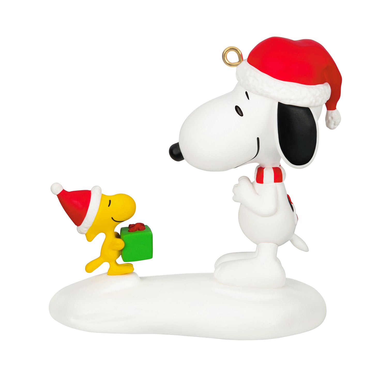 Peanuts® Spotlight on Snoopy The Perfect Gift, 29th in the Series — 2026 Hallmark Keepsake Christmas Ornament, colourful figurine of Snoopy and Woodstock on snow
