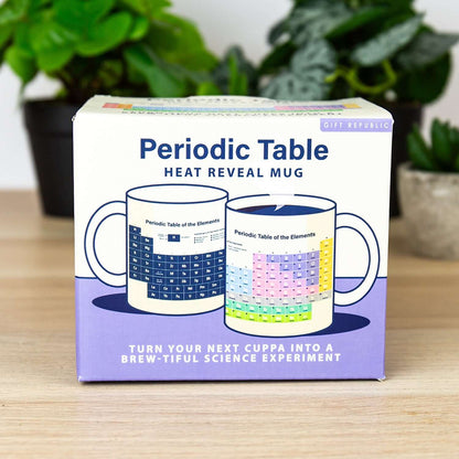 Gift Republic - Periodic Table Heat Reveal Mug in packaging displaying colour-changing elements, perfect for science lovers.
