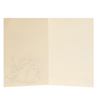 Hallmark Large Gift Bag & Card Bundle - Peter Rabbit blank card interior with cute character illustrations and soft cream background.