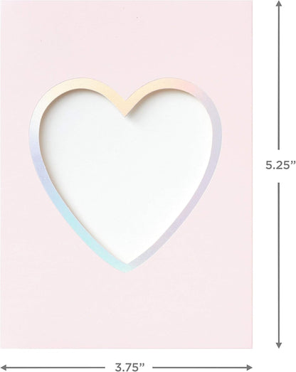 Hallmark Crayola Coloring Cards Assortment, 8 Cards with Envelopes and Markers features a pink card with a heart-shaped die-cut design.