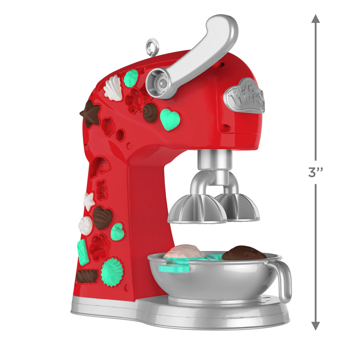 Hasbro® Play-Doh®, Magical Mixer — 2025 Hallmark Keepsake Christmas Ornament in red with decorative shapes and bowl detail.