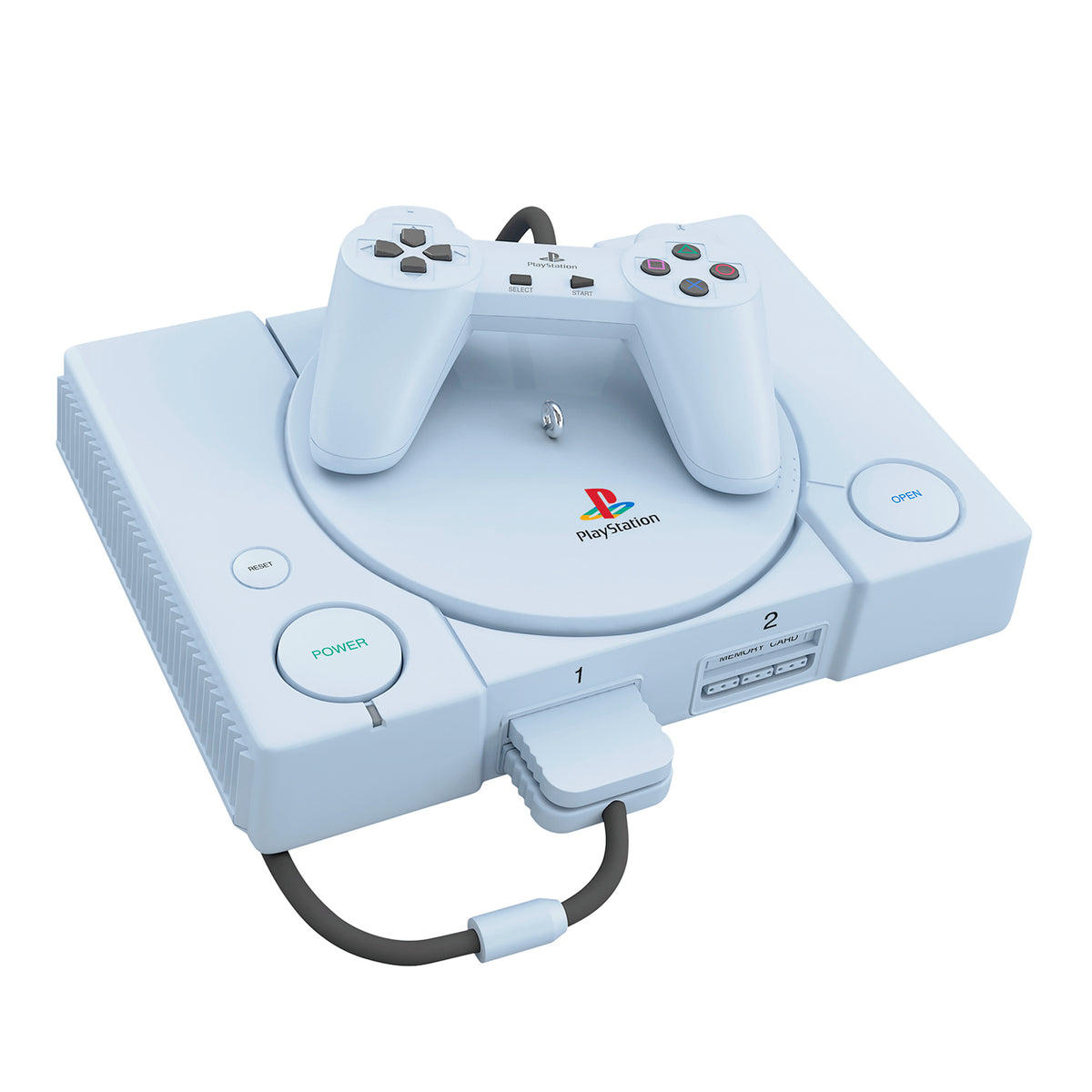 PlayStation™ Console With Light and Sound — 2026 Hallmark Keepsake Christmas Ornament, angled view showcasing detail and controller.
