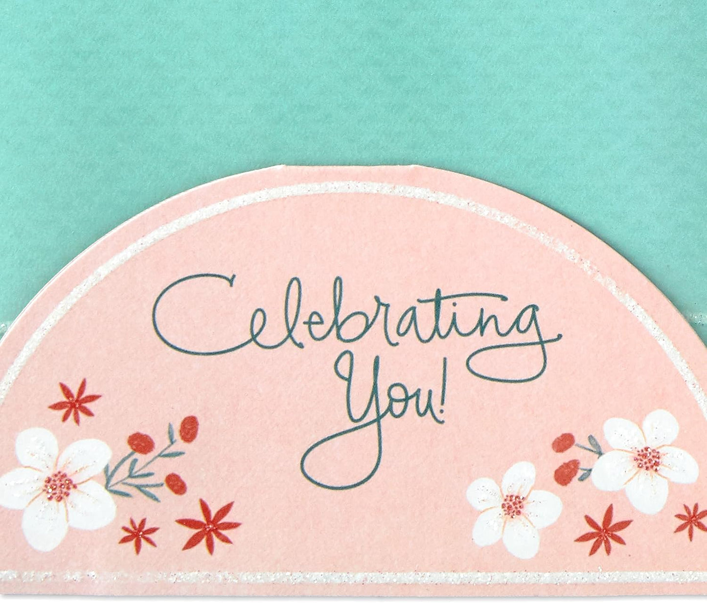 Hallmark Paper Wonder Birthday or Congratulations Pop Up Card (Displayable Bouquet) close up of card design with floral accents and message.