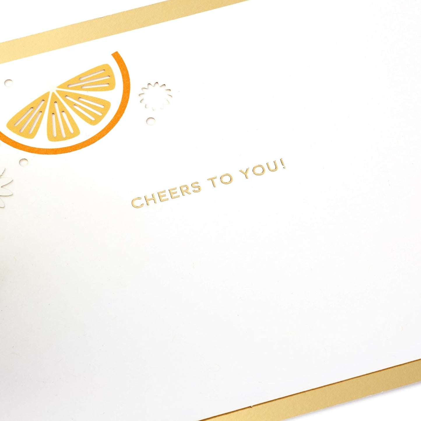 Hallmark Signature Paper Wonder Pop Up Congratulations Card, Birthday Card, College Graduation Card (Cheers, Tropical Drink) with gold foil and orange citrus detail.