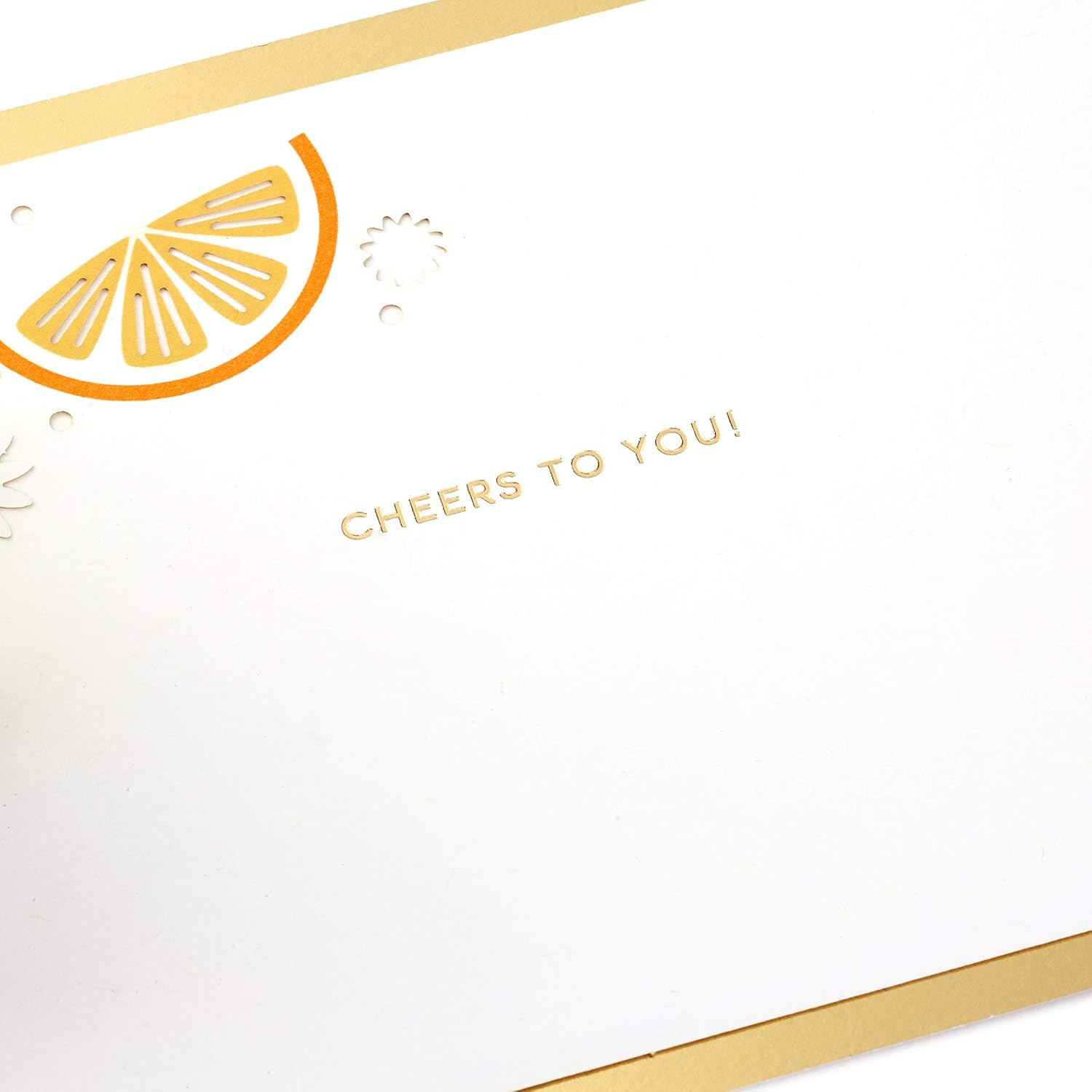Hallmark Signature Paper Wonder Pop Up Congratulations Card, Birthday Card, College Graduation Card (Cheers, Tropical Drink) with gold foil and orange citrus detail.