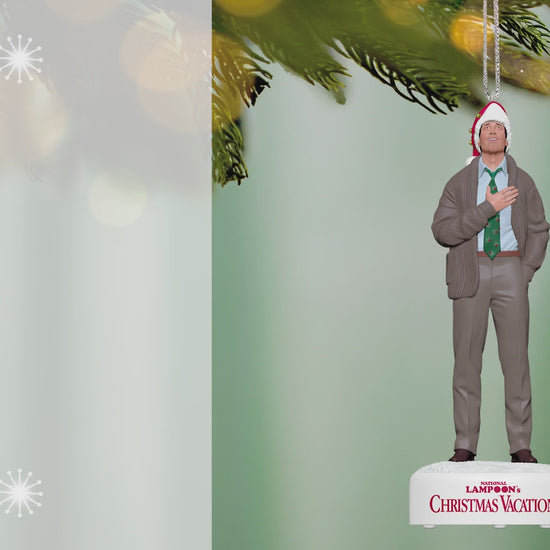 National Lampoon's Christmas Vacation™ Clark Griswold With Sound — 2026 Hallmark Keepsake Christmas Ornament hanging on a tree branch.