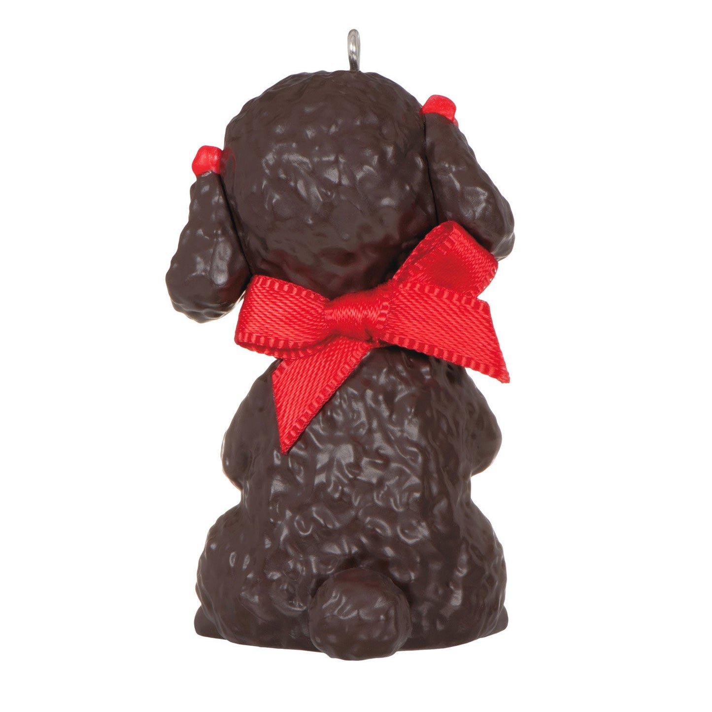 Puppy Love Poodle — Hallmark Keepsake Christmas Ornament featuring a black poodle's back view with red bows and ribbon.